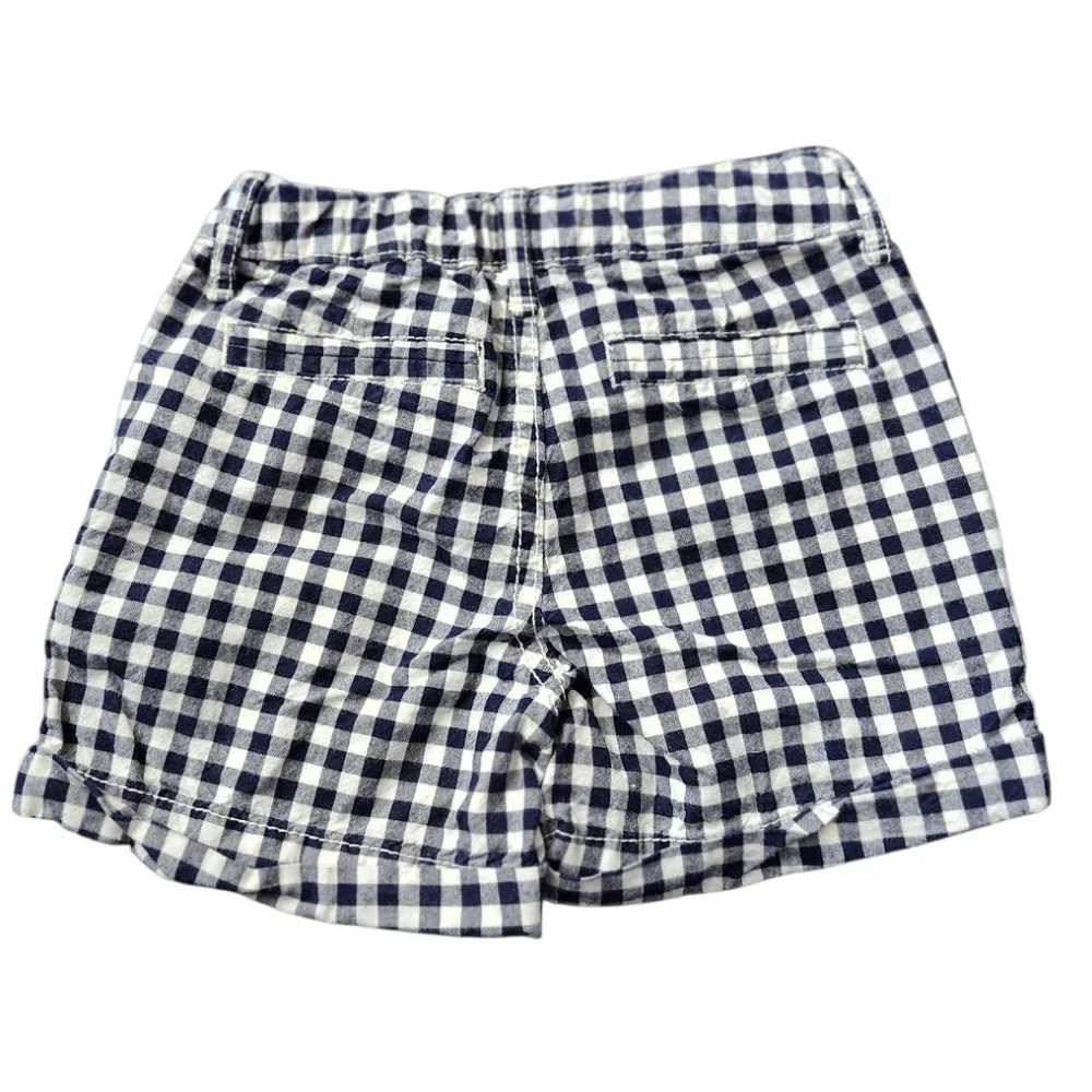 Girls Gap Midi Shorts Size 5 Navy Blue White Checkered - Picture 2 of 3
